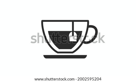 Tea Cup Icon. Vector isolated editable flat black and white tea cup