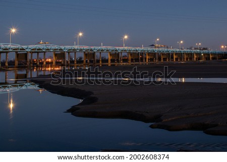 The Harmony Bridge in Bixby, Oklahoma at night, using long exposure photography (25 seconds). Royalty-Free Stock Photo #2002608374