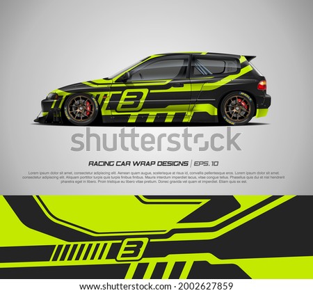 Racing car wrap design vector for race car, pickup truck, rally, adventure vehicle and sport livery. Graphic abstract stripe racing background kit designs. eps 10