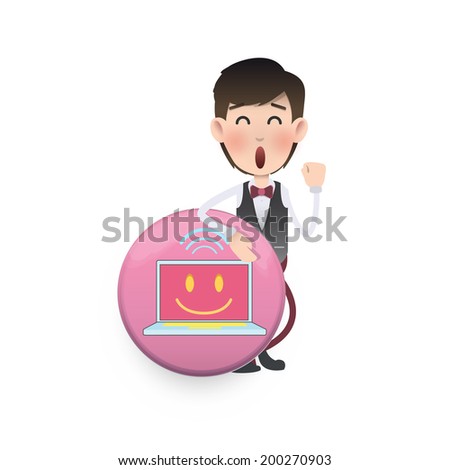 Business people holding button web over white background. Vector design.