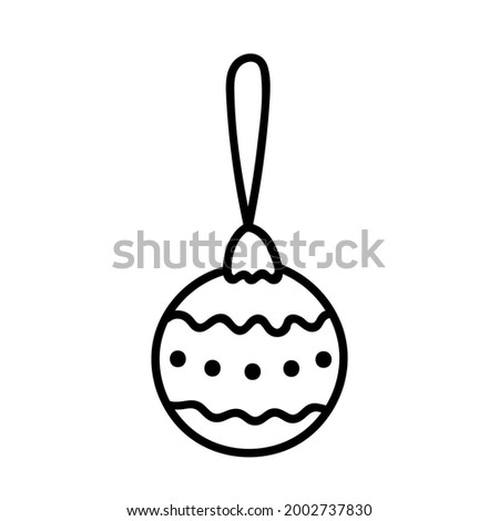 Christmas ball isolated on white background. Simple vector hand-drawn illustration in doodle style. Perfect for cards, logo, invitations, decorations, holiday designs.