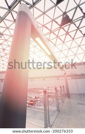 Interior of a modern station, sunshine 