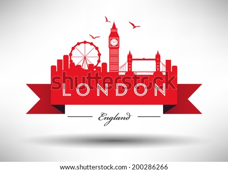 London City Skyline with Typographic Design  Royalty-Free Stock Photo #200286266