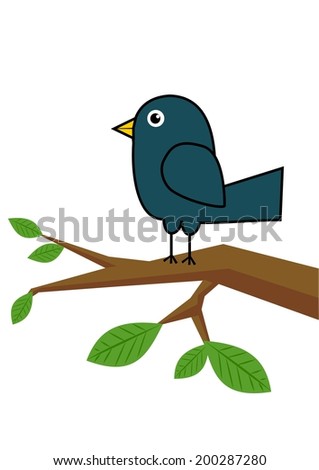 Blue bird on a tree branch 