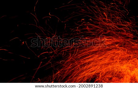 Sparks from fire on a black background.