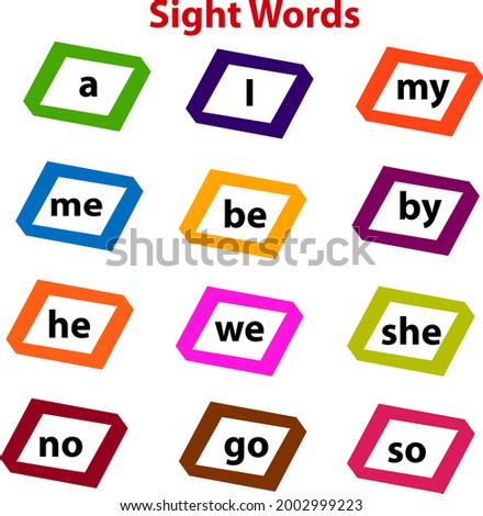 Sight Words for kids online Education Study, Learning, Reading, Vector illustration Phonics 