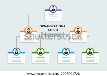 Corporate organizational chart with business avatar  icons. Business hierarchy infographic elements. Vector illustration Royalty-Free Stock Photo #2003001728