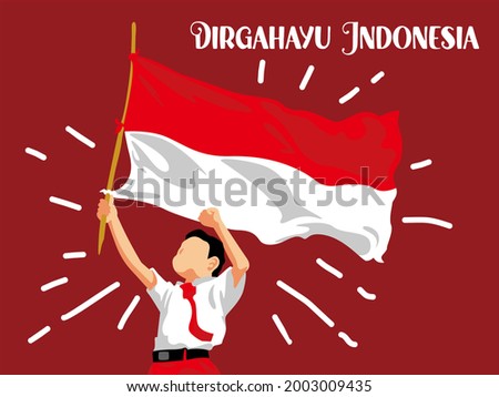 Happy Indonesian Independence Day. Dirgahayu Indonesia. Congratulations with an inspiring banner