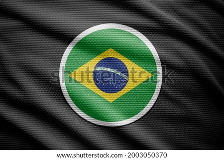 Brazil flag isolated on black background. National symbols of Brazil.