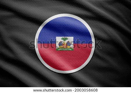 Haiti flag isolated on black background. National symbols of Haiti.