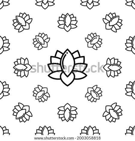 Lotus Icon Seamless Pattern, Lotus Flower Icon, Water Lily Aquatic Plant Flower Vector Art Illustration