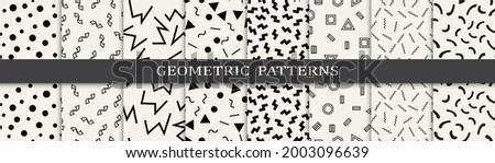 Set of memphis style seamless patterns. Abstract graphic design memphis pattern. Seamless memphis style background pattern.