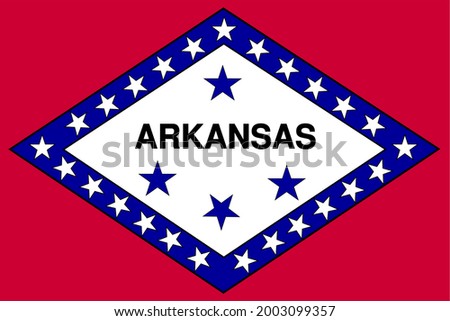 Drawing Of Flag Of Arkansas State. Color Graphics Of American State Flag