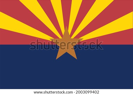 Image Of Flag Of The State Of Arizona. Color Illustration Of American State Jack