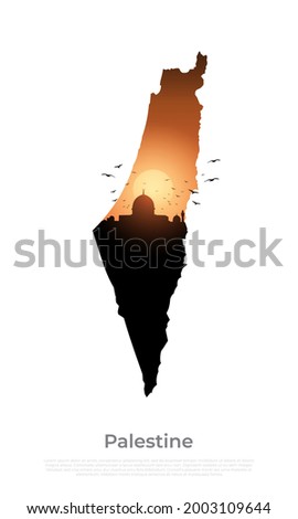Silhouette map country Palestine. Vector illustration Royalty-Free Stock Photo #2003109644