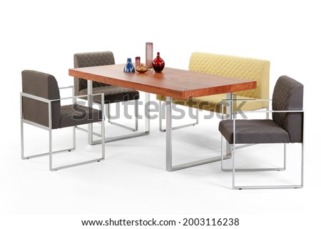 dining table isolated on white background .table and chair