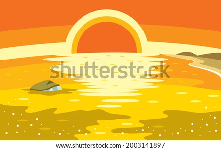 
Illustration material of the sea and the setting sun