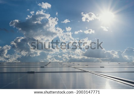 solar panel on sky background, solar plant on roof