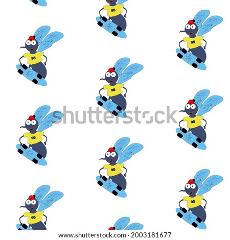 vector pattern of a mosquito on a skateboard