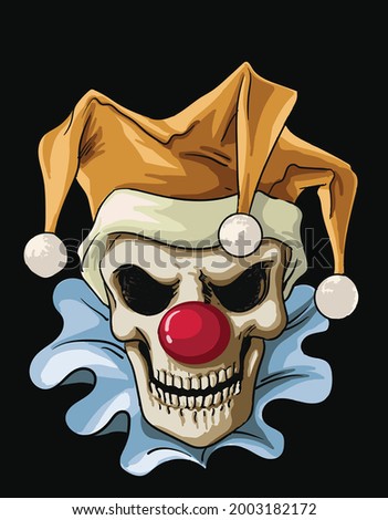clown style skull, art. illustration, scary style, horror, vector