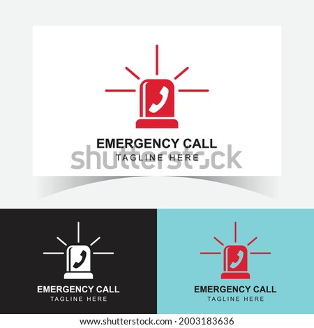 Emergency Call Logo Design Template. emergency call, emergency light icon vector template logo. Police Or Ambulance Red Flasher Siren. Royalty-Free Stock Photo #2003183636
