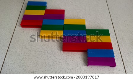 A picture of colorful blocks arranged