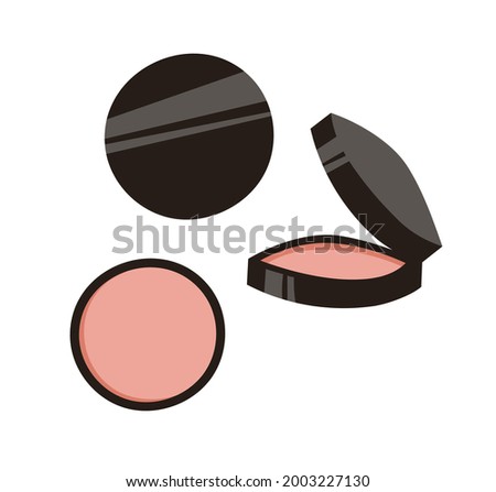 Hand Drawn Cartoon Fashion Illustration Makeup Tools Palette Blush. Vector Set Drawing Beauty Products. Art Work Collection Decorative Cosmetics