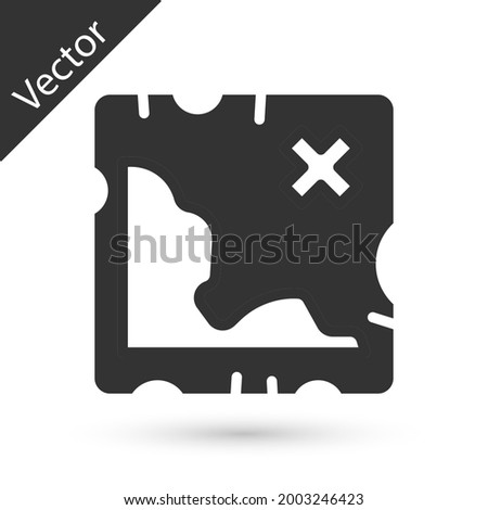 Grey Pirate treasure map icon isolated on white background.  Vector