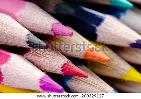 Macro Photo of Sharpened Colored Pencils.