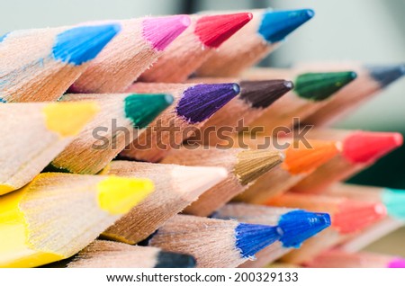 Macro Photo of Sharpened Colored Pencils. Royalty-Free Stock Photo #200329133