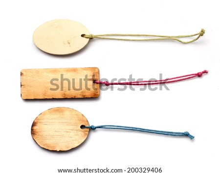 Wooden Tag Label in White background