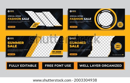 Summer fashion sale social media web banner flyer and facebook cover design template vector Premium