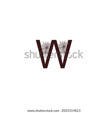 Letter W  with spider web icon design template vector illustration