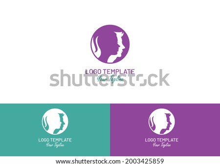 woman and man portraits vector logo design template