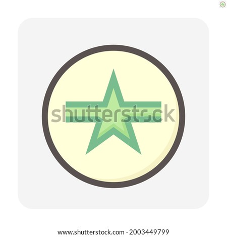 Military star. That simple icon, symbol or logo design in round circle shape. Concept for insignia, rank,  award and honor. Element for reward medal, champion trophy and army uniform. 48x48 pixel.
