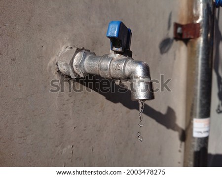 Running water faucet in the morning