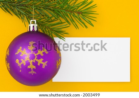 Christmas postcard for your congratulations. Yellow background