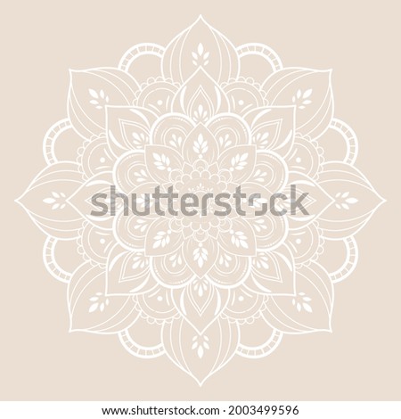 white Flower Mandala with vintage floral style, Vector mandala Oriental pattern, Hand drawn decorative element
