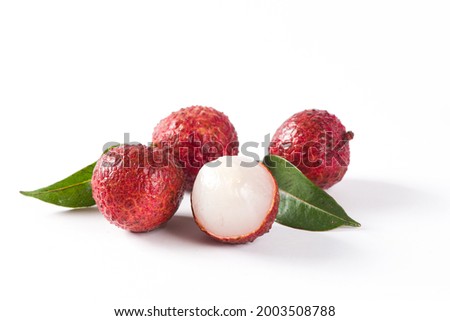 fresh litchi, lichee, lychee, or Litchi chinensis on white background Royalty-Free Stock Photo #2003508788