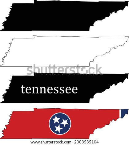 Tennessee map on white background. Tennessee State sign. Tennessee map with the flag inside. flat style. 