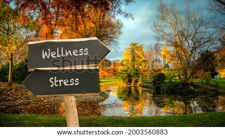 Street Sign the Direction Way to Wellness versus Stress Royalty-Free Stock Photo #2003560883