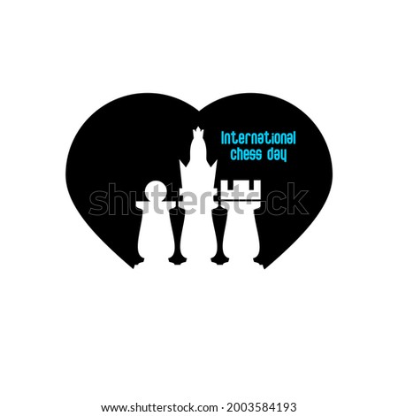 white chess icon vector is inside love icon says international chess day
