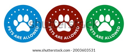 Pet friendly round vector icon badge logo