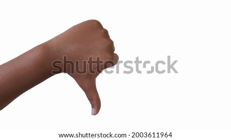 isolated photo of a thumbs down on a white background