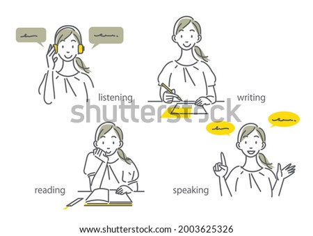 young woman learning English, method Royalty-Free Stock Photo #2003625326