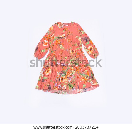 female  floral, pattern,dress on white background

