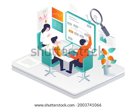 Isometric illustration flat concept. work team composes organizational structure Royalty-Free Stock Photo #2003741066