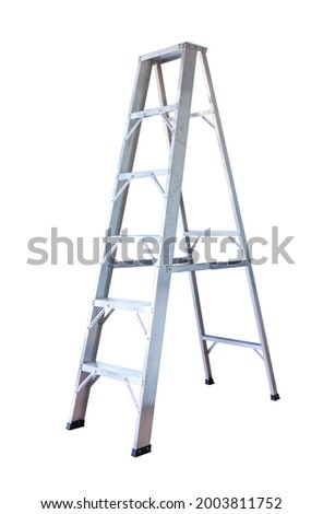 Metal ladder isolated on white background with clipping path. Royalty-Free Stock Photo #2003811752