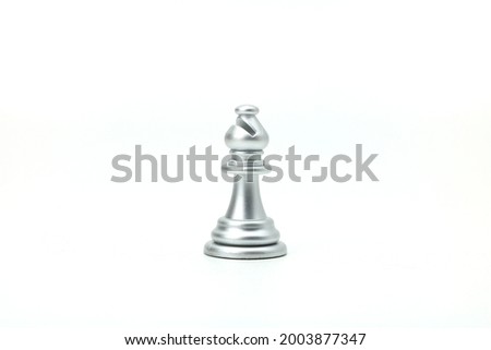 Silver bishop chess piece on white background. Isolated. Royalty-Free Stock Photo #2003877347