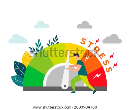 Relieve stress. Stress levels are reduced through the concept of problem solving. Tired of frustration, emotional overload. Vector illustration in flat style . Royalty-Free Stock Photo #2003904788